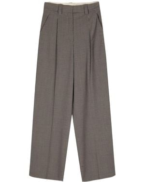 Alysi Houndstooth Wide-Leg Pants - Gray