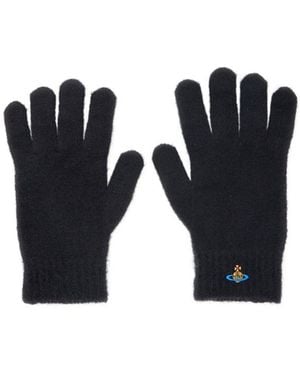 Vivienne Westwood Orb Logo Embroidered Gloves - Black