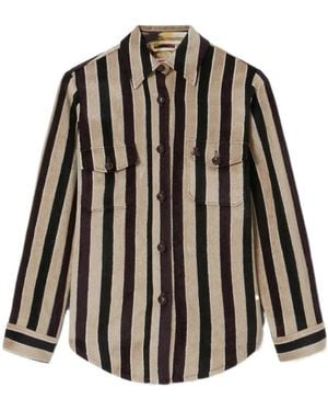 La DoubleJ Striped-Pattern Chest-Pocket Jacket - Black