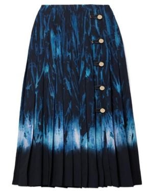 Altuzarra Tullius Pleated Printed Crepe De Chine Midi Skirt - Blue
