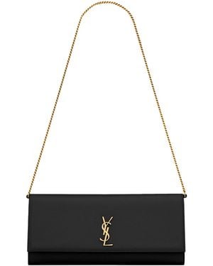 Saint Laurent Kate Foldover Top Clutch Bag - White