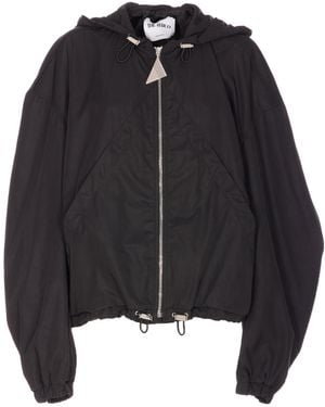 The Attico The Zip-Up Hooded Jacket - Black