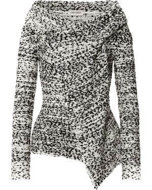 Alberta Ferretti Cross-Neck Knit Jacket - Grey