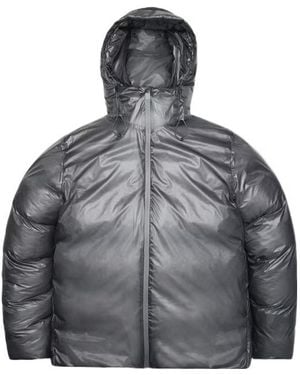 Rains Zip-Up Hooded Down Jacket - Gray