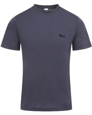 Berluti Logo Embroidered Crewneck T-Shirt - Blue