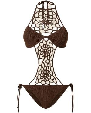 Twinset Crochet-Knit Swimsuit - White