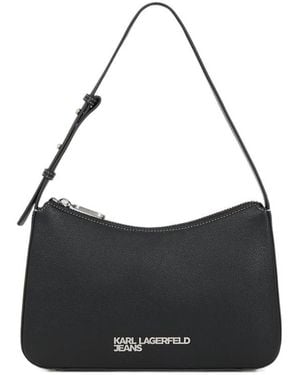 KARL LAGERFELD Small Metal-Logo Shoulder Bag - Black