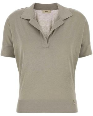 Herno V-Neck Fine-Knit T-Shirt - Grey
