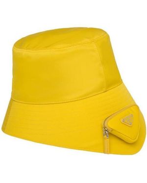 Prada Pouch Detailed Bucket Hat - Yellow