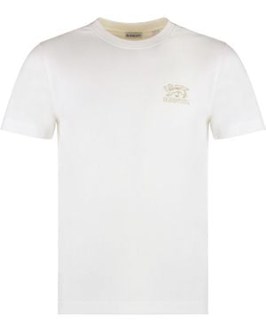 Burberry Logo Embroidered Crewneck T-Shirt - White
