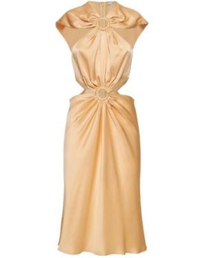 Stella McCartney Key Hole Cutout Satin Midi Dress - Metallic