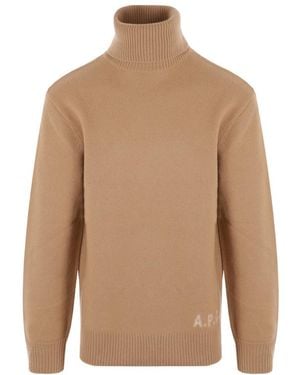 A.P.C. Roll-Neck Knitted Sweater - Brown