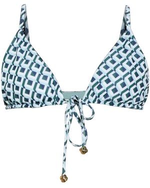 CASABLANCA Lace-Up Bikini Top - Blue