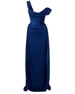 Vivienne Westwood Nova Grace Draped Asymmetric Gown - Blue