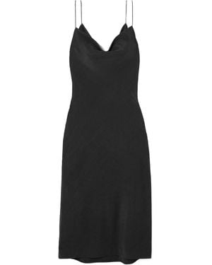 Calvin Klein Wool Crepe De Chine Midi Dress - Black