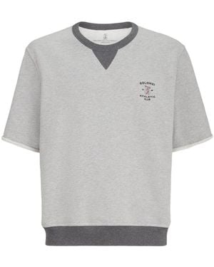Brunello Cucinelli Logo-Print Short-Sleeve T-Shirt - Grey
