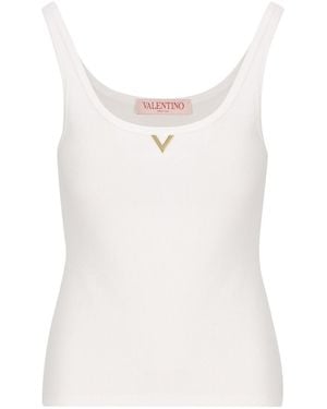Valentino Logo Plaque Sleeveless Top - White