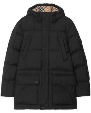 Burberry Long Sleeved Hooded Down Jacket - Black