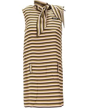 Miu Miu Silk Striped Mini Dress - Metallic