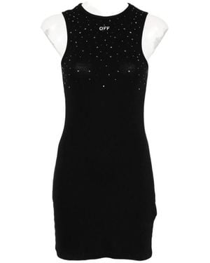 Off-White c/o Virgil Abloh Logo Embroidered Embellished Sleeveless Dress - Black