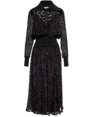Tory Burch Velvet Devoré Midi Dress - Black