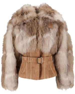 Elisabetta Franchi Fur-Effect Bustier Jacket - Brown