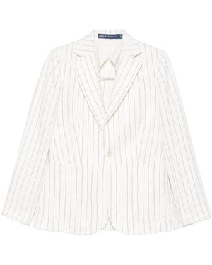 Polo Ralph Lauren Pinstriped Single Breasted Jacket - White