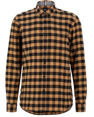 BOSS Plaid Shirt - Brown