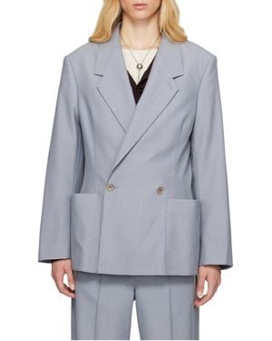 Lemaire Long-Sleeved Double-Breasted Blazer - Grey