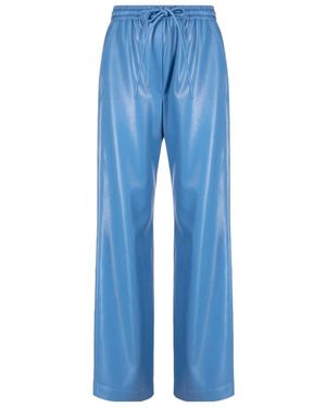 Nanushka Faux-Leather Drawstring-Waist Pants - Blue