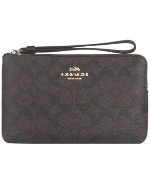 COACH Large Corner Zip Wristlet - Black