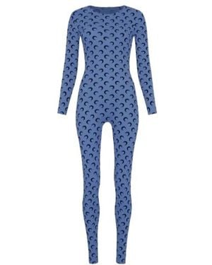 Marine Serre Printed Round Neck Jumpsuit - Blue