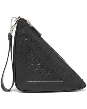 Prada Leather Triangle Pouch - Black