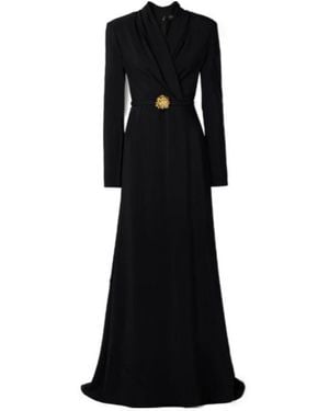 Oscar de la Renta Wrap-Around Waist-Cinching Dress - Black