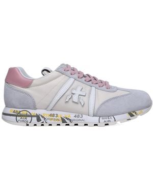 Premiata Panelled Lace-Up Low-Top Casual Trainers - Grey