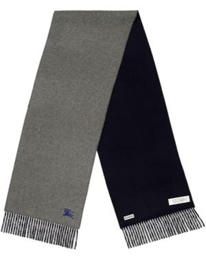 Burberry Logo Embroidered Scarf - Blue