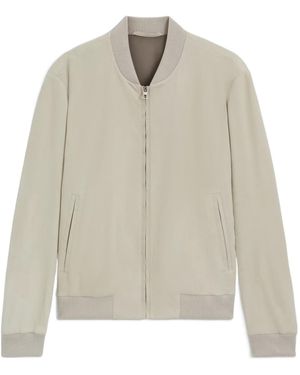 BOSS X David Beckham Leather Bomber Jacket - White