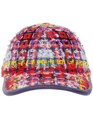 Gucci Checked Tweed Baseball Cap - Red