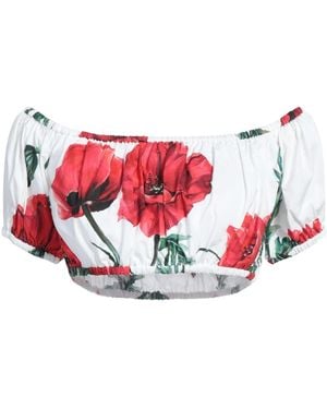 Dolce & Gabbana Floral Off-The-Shoulder Short Sleeve Top - White