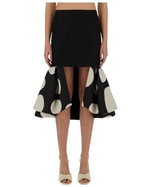 Nina Ricci Double Ruffles Midi Skirt - Black