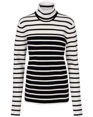 TOTEME Striped Wool-Blend Turtleneck Jumper - White