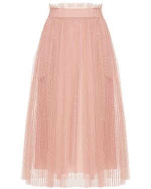 RED Valentino Pleated Tulle Midi Skirt - Pink