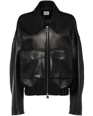 KHAITE Owey Zip-Up Leather Jacket - Black