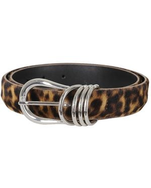 Semicouture Xiomara Leopard-Print Triple-Loop Belt - White