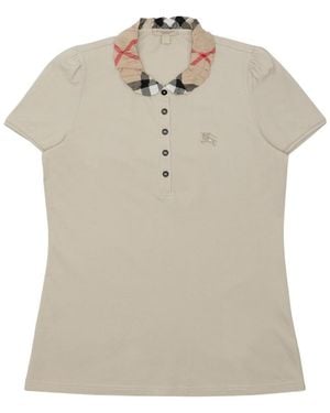 Burberry Pull-Down Short-Sleeved Polo Shirt - Natural