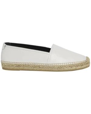 Saint Laurent Logo Embossed Slip-On Espadrilles - White