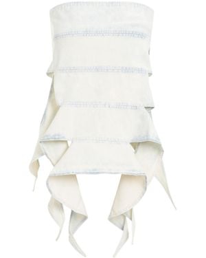 Y. Project Strapless Asymmetric Hem Denim Top - White