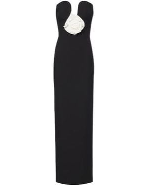 Roland Mouret Floral-Appliqué Crêpe Bustier Gown - Black