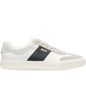 BOSS Lace-Up Panelled Trainers - White