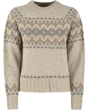 MC2 Saint Barth Merida Fair Isle Knitted Sweater - Natural